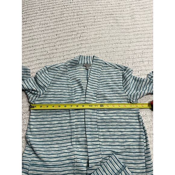 T by Talbots Cardigan Open Front Womens XS Blue White Stripe Long Sleeve Pockets - Picture 5 of 8
